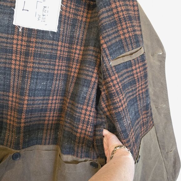 Billy Reid Mens Waxed Jacket Large Blazer Hunting Chore Work Brown Utility Canva - Picture 4 of 10